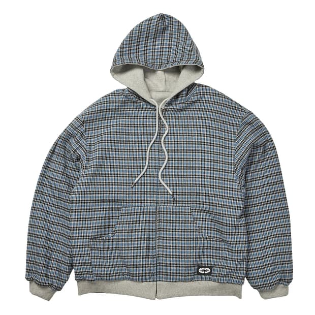 (L) ertr 이알티알 리버시블 후드집업 체크블루