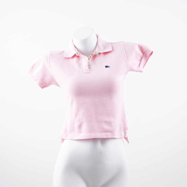 Burberry 런던라벨 베이비 핑크 카라 반팔티