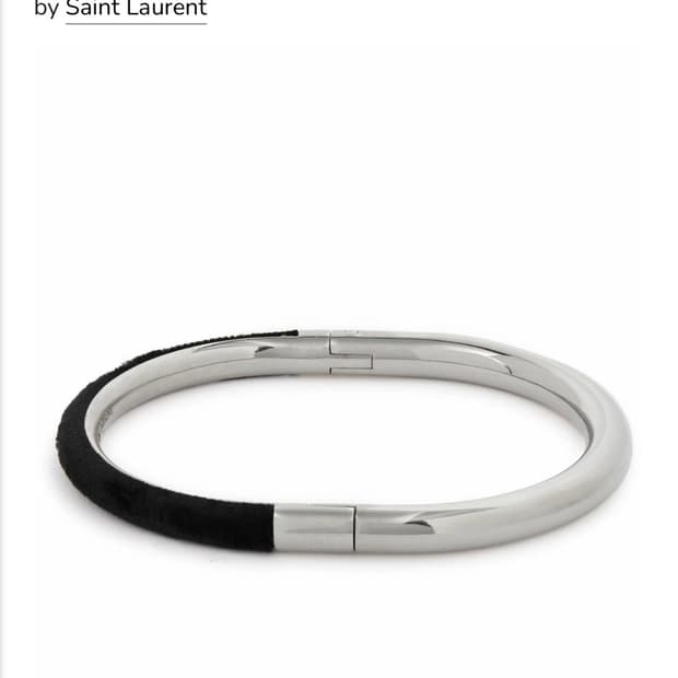 SAINT LAURENT Silver Velvet Bracelet 