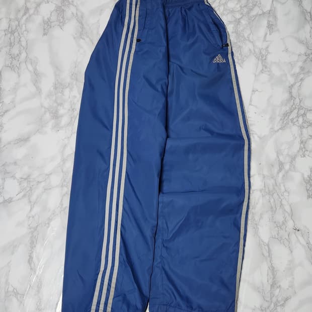 아디다스 삼선 트랙팬츠 바람막이 와이드 바지 로얄블루x그레이
