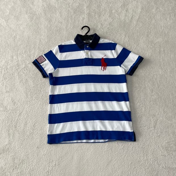 L 폴로 빅포니 성조기 USA 반팔카라티 미국