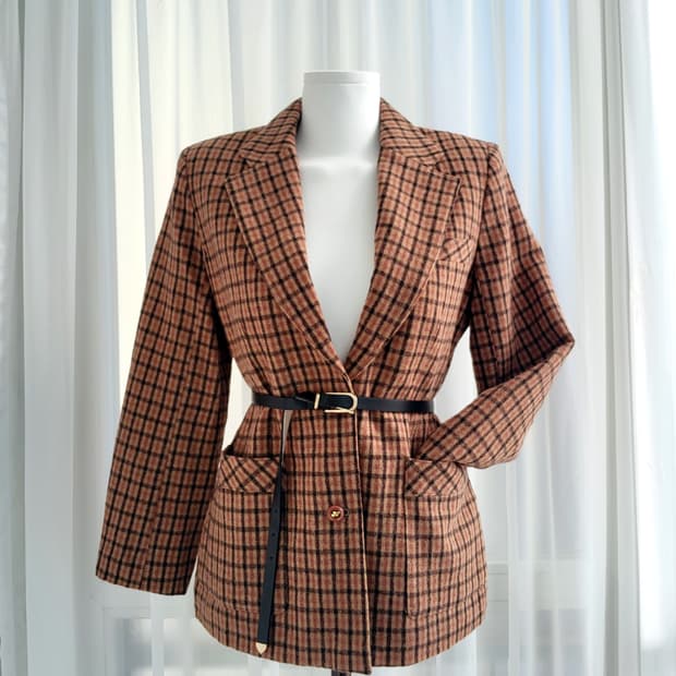 빈티지 체크 자켓