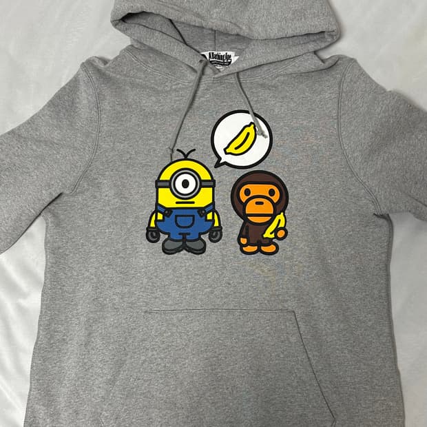 Bape X Minion Collabo Grey Hoodie