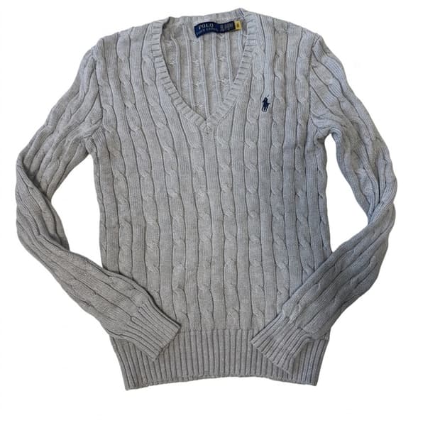 정품 폴로 꽈배기 니트 신형QR택 그레이