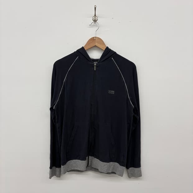 보스 블랙 후드집업 배색 여성 M