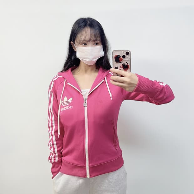 아디다스 후드 플락 트랙 집업 핑크