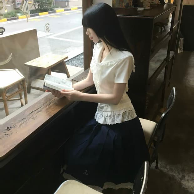 중브 하이하이럭키 레이스 세라 셔츠 스커트 풀세트 히메갸루 교복