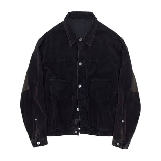 폴리테루 1011 페이즐리 트러커 자켓 코듀로이 다크 퍼플 네이비