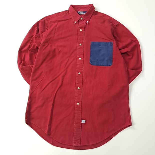 CK218 M 폴로 90s 레드와인 네이비 포켓 셔츠 남방