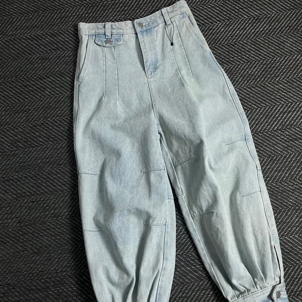 빈지티 버클 디테일 데님 퍼티그 팬츠y 3523