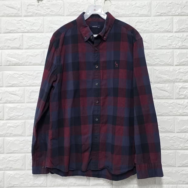 헤지스 체크 남방 셔츠 105 네이비/버건디