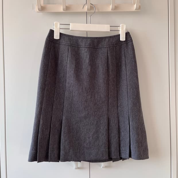 빈티지 핀턱 플리츠 주름 미디스커트