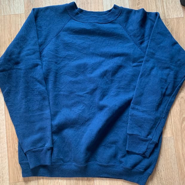 90s 헤인즈 블랭크 스웻 네이비 made in usa
