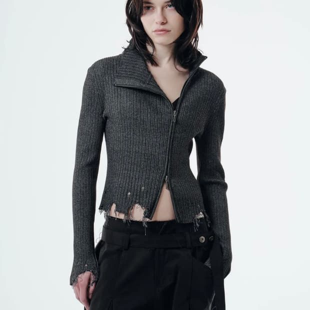 2000아카이브스 ROUX KNIT ZIP-UP (CHARCOAL)