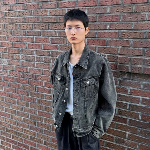 OUR LEGACY 블랙 워싱 데님 트러커 자켓