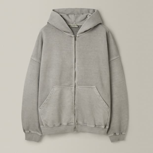 파사드패턴 피그먼트 후드집업 (그레이)