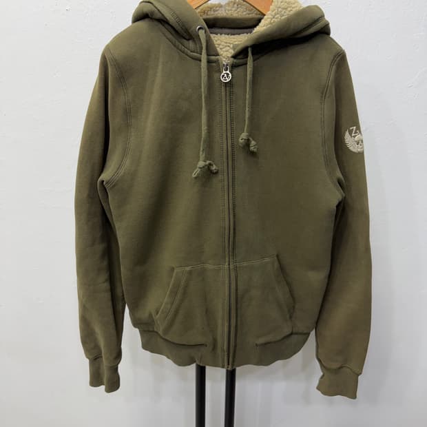 정품) 쟈딕앤볼테르 카키색 뽀글이 안감 후드집업 M