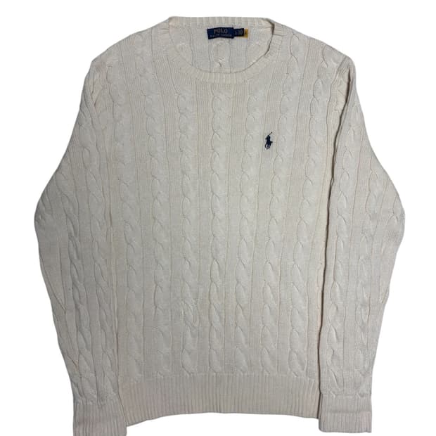 [정품] 폴로 랄프로렌 아이보리 케이블 꽈배기 니트 L
