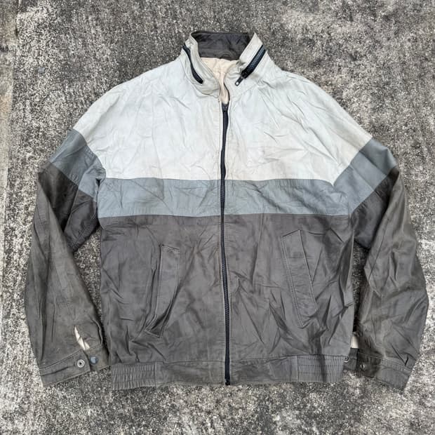 [M] 80s Lanvin 랑방 컬러블록 레더자켓