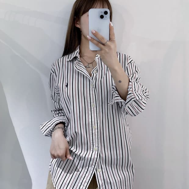 폴로랄프로렌 네이비포니 스트라이프 셔츠