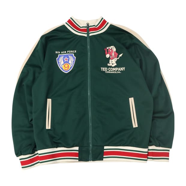 테드컴퍼니 빈티지 밀리터리 그래픽 그린 트랙 저지 자켓 (XL)