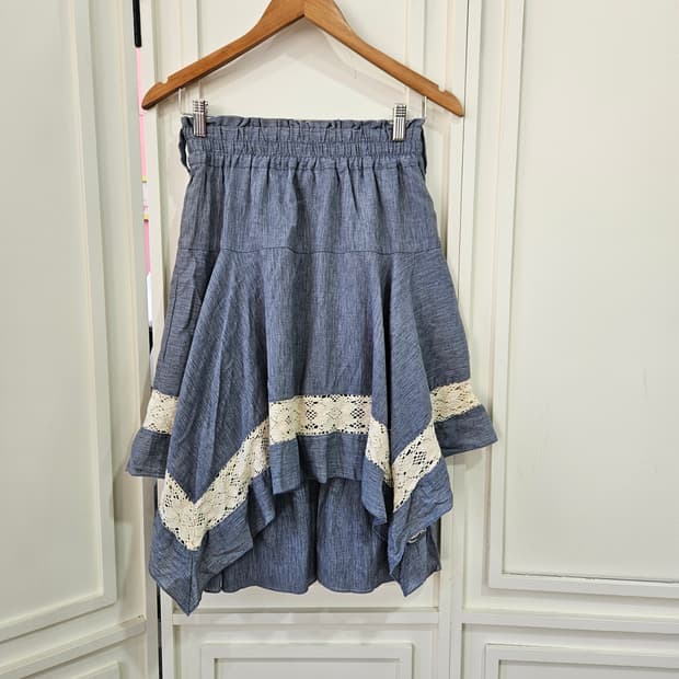 언발 레이스 린넨혼방 스커트