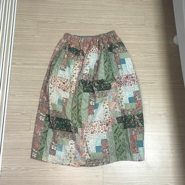 하구미 모리걸 패치워크 밴딩 스커트