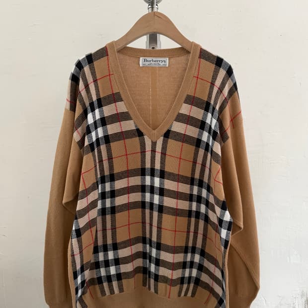 Burberry 버버리 노바체크 브이넥 니트