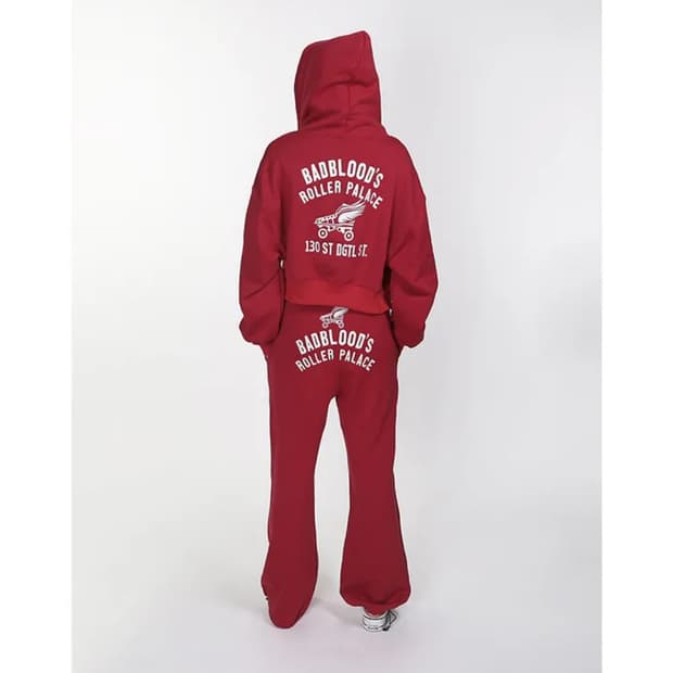 롤러 팰리스 크롭 후드 집업 - 레드