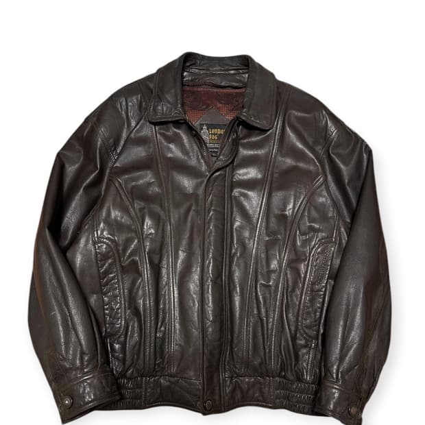 런던포그 딥브라운 리얼레더 A-2 자켓