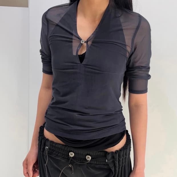 Nape mesh top navy