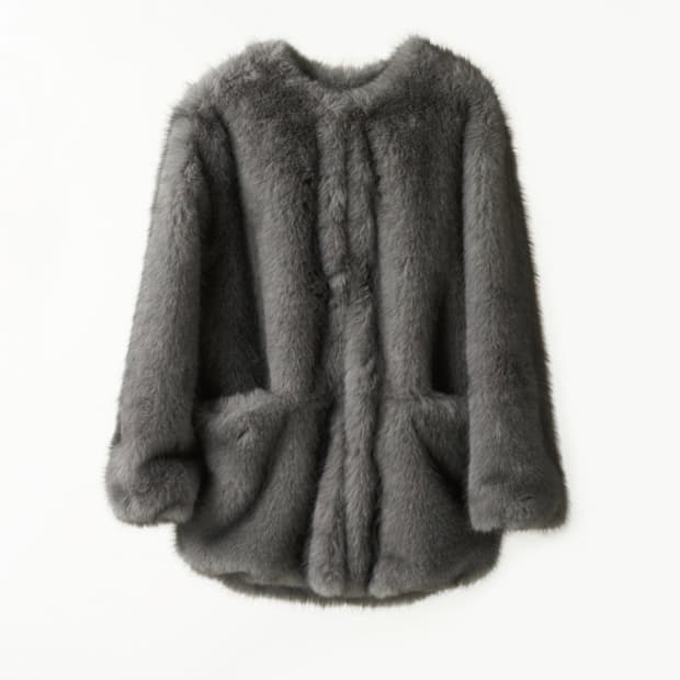 플리즈프로젝트 퍼 자켓 그레이