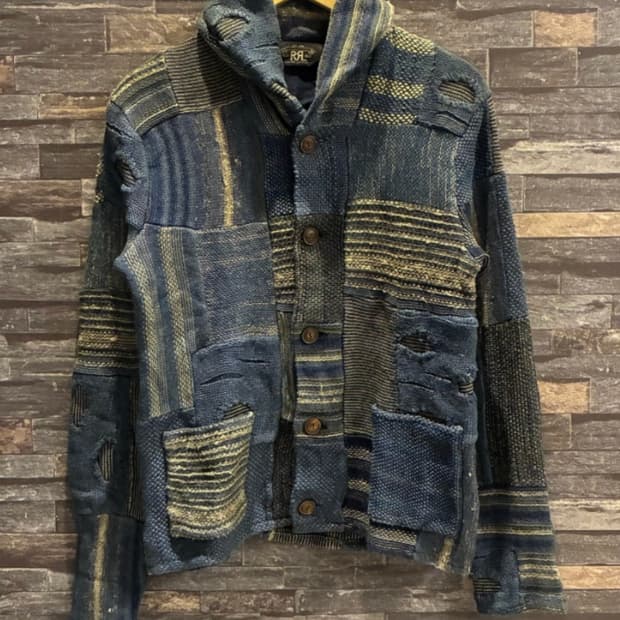 Rrl 인디고 패치워크 숄카라 가디건 명작 m