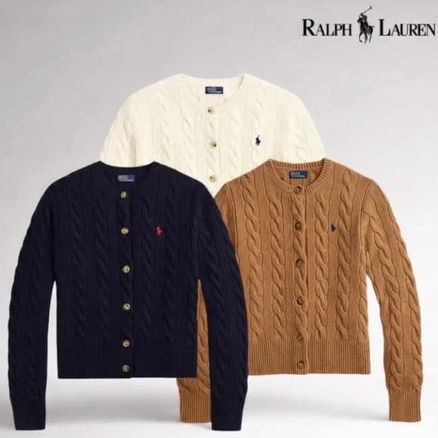 🔥[무료배송/정품]🔥 폴로 여성 꽈배기 울 캐시미어 가디건 3 col