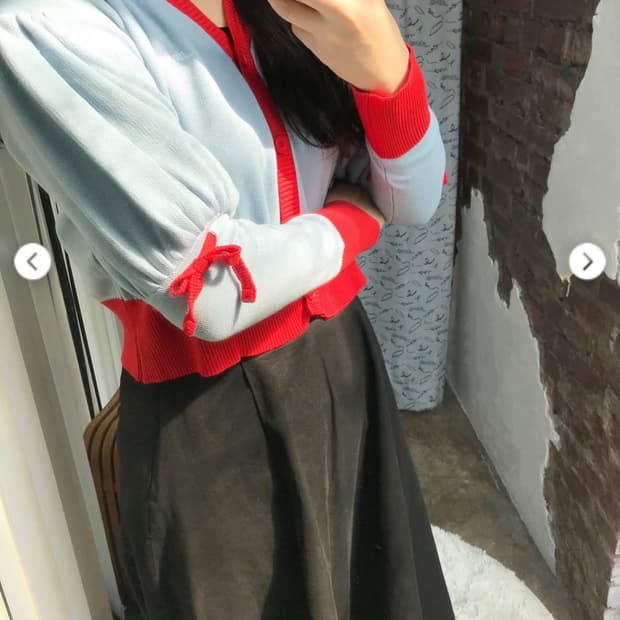 Sinoon 시눈 리본 배색 가디건