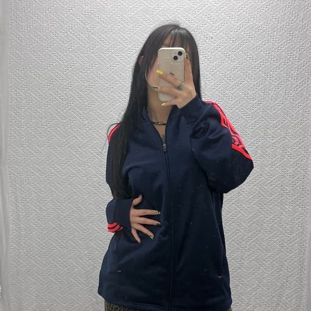 아디다스 Y2K 레트로 오렌지 삼선 져지 집업 자켓 105 C07561