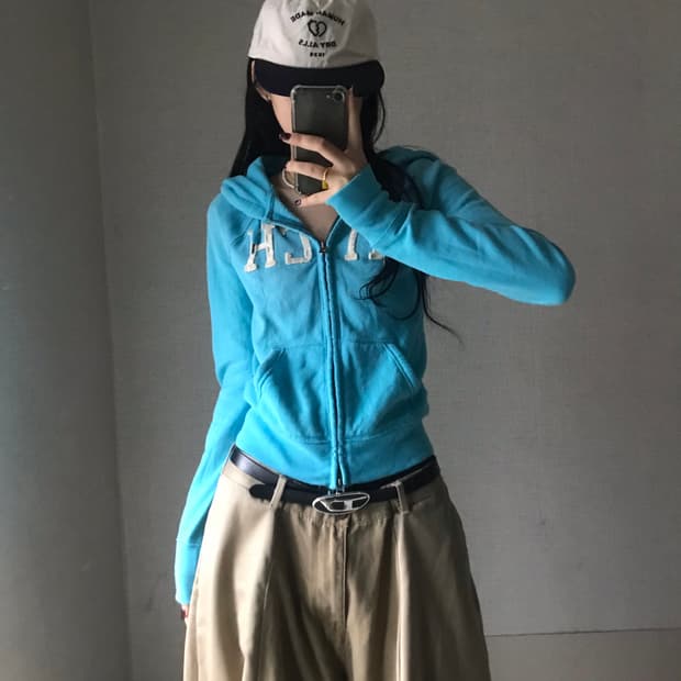 아베크롬비 연하늘 딱붙핏 후드집업