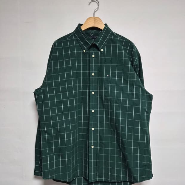 타미힐피거Tommy 그린 체크 셔츠 L - S359