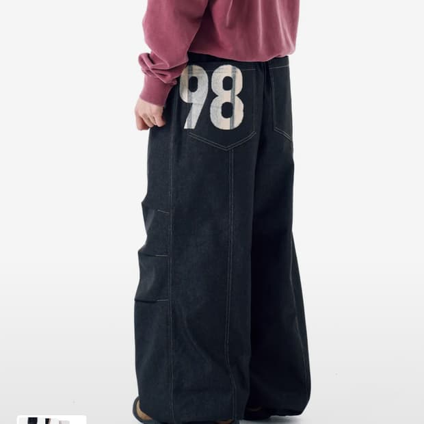 아캄 98 Printed Knee Pin-tuck Denim Pants