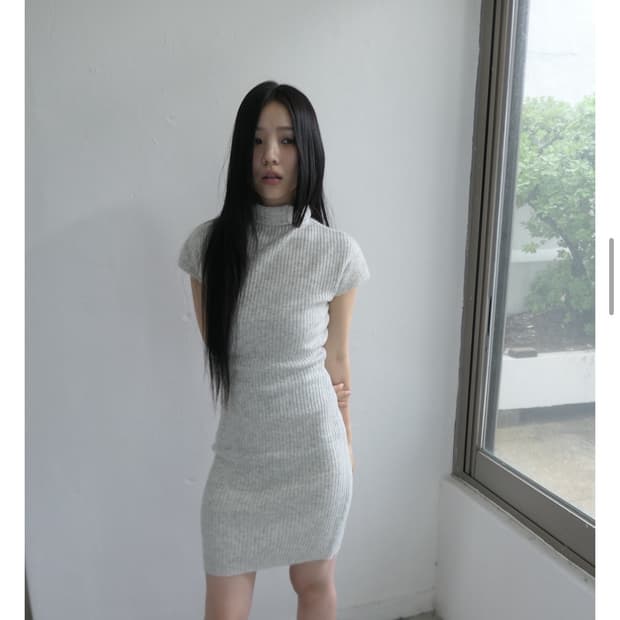 디에이디 데이지 드레스 반목 미니 원피스 라이트그레이