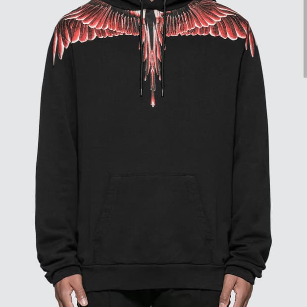 실측 L (100) 마르셀로불론 레드 고스트 윙 프린팅 코튼 후드티 스웻