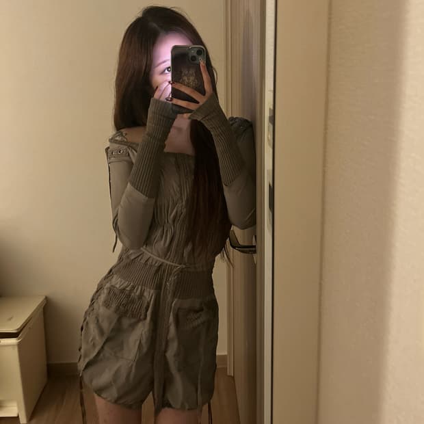 Salvage shirring stu button dress