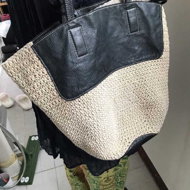 woven leather tote bag