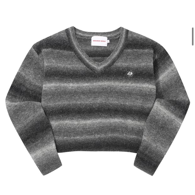 아카이브볼드 스트라이프 크롭 니트 블랙