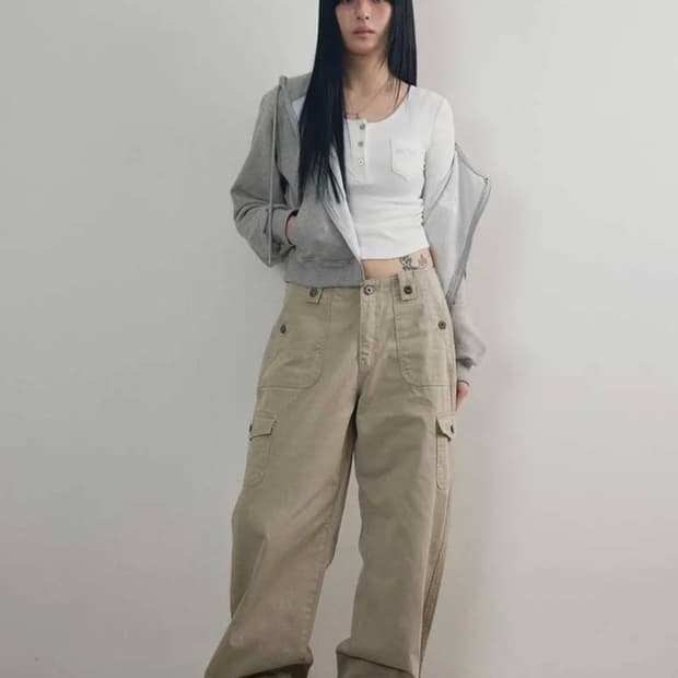 애즈온 제드 카고 팬츠 베이지