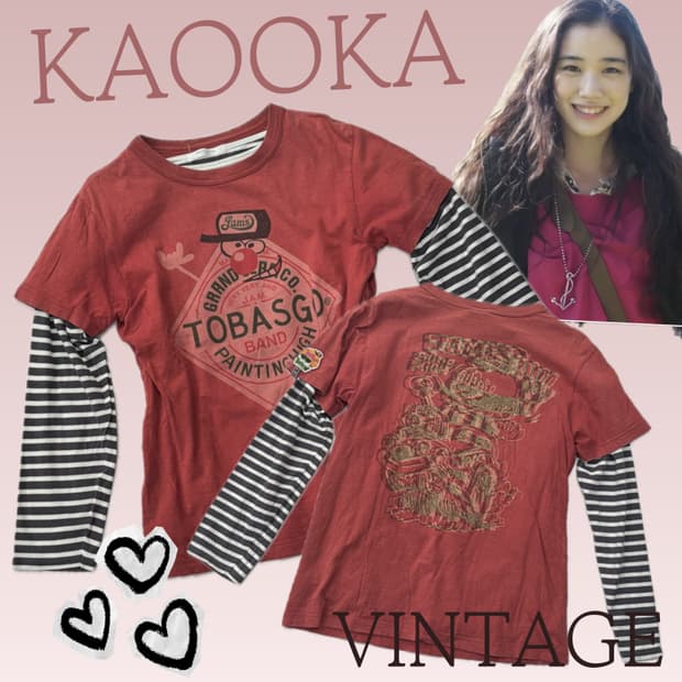 🍒핫소스 괴짜룩 데코라 Jam 프린팅 레이어드 티셔츠🍒 피그먼트