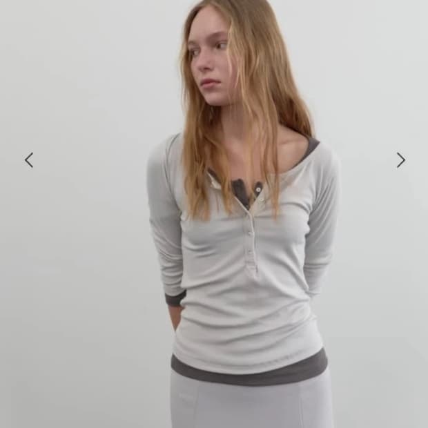 REPOS 헨리넥 티셔츠 (페일 그레이)