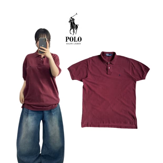 폴로 포니 PK 카라 반팔 티셔츠 버건디