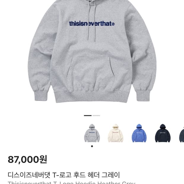 디스이즈네버댓 T-로고 후드 헤더 그레이