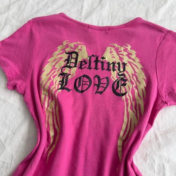 갸루 펑크 딱붙 반팔탑